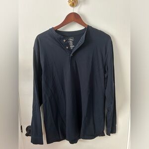 LL Bean Henley Shirt Mens Medium Navy